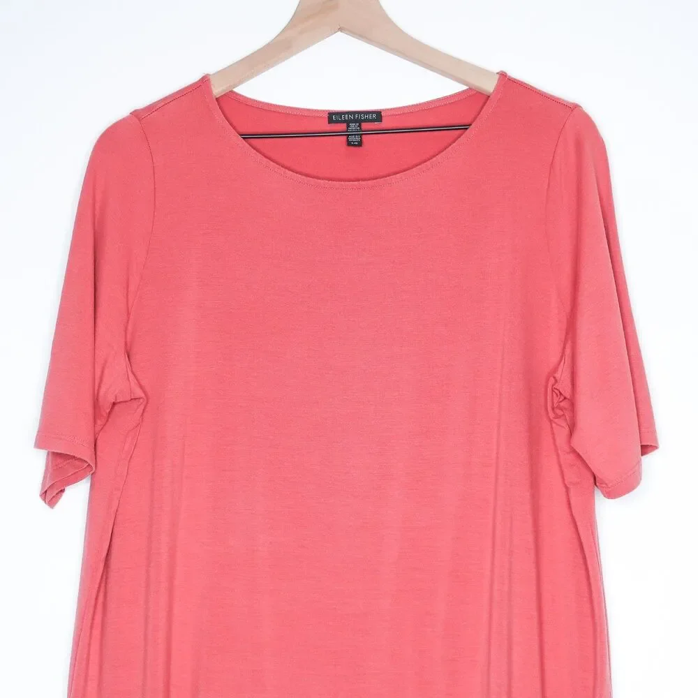 Eileen Fisher Womens Mimosa T-shirt Dress‎ Size Large Pink Shift Casual Viscose - Picture 7 of 7
